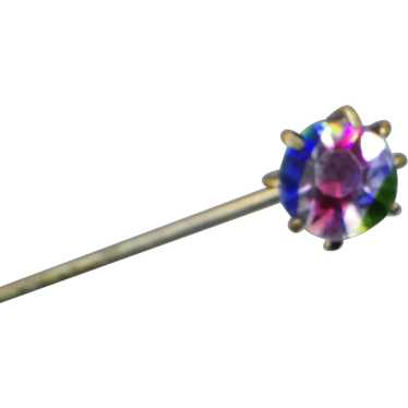 Antique Iris Glass Stick Pin, Faceted European Art