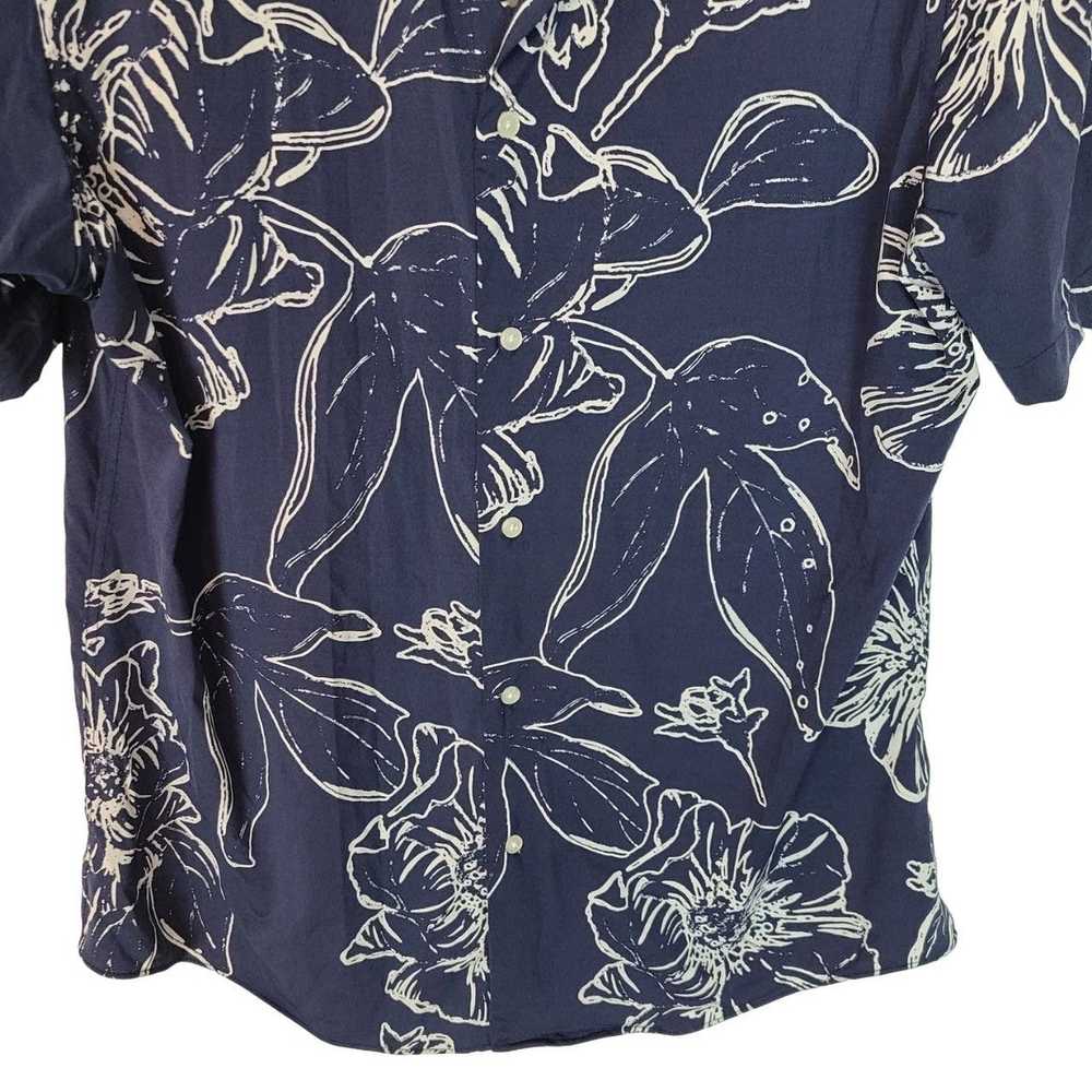 Zara ZARA Mens L Blue Floral Print Short Sleeves … - image 3