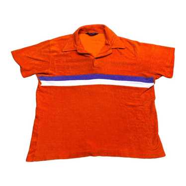 Vintage 70s Vintage Orange Terry Cloth Fuzzy Stri… - image 1