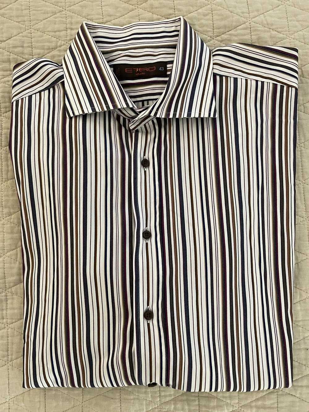 Etro Textured Stripe Spread Collar Shirt - image 1