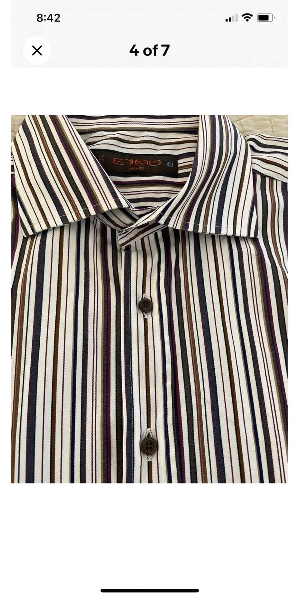 Etro Textured Stripe Spread Collar Shirt - image 6