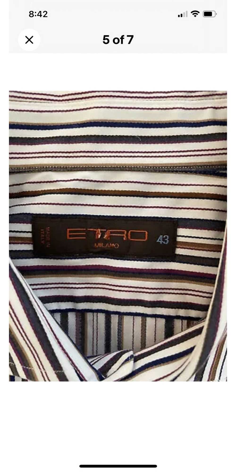 Etro Textured Stripe Spread Collar Shirt - image 7