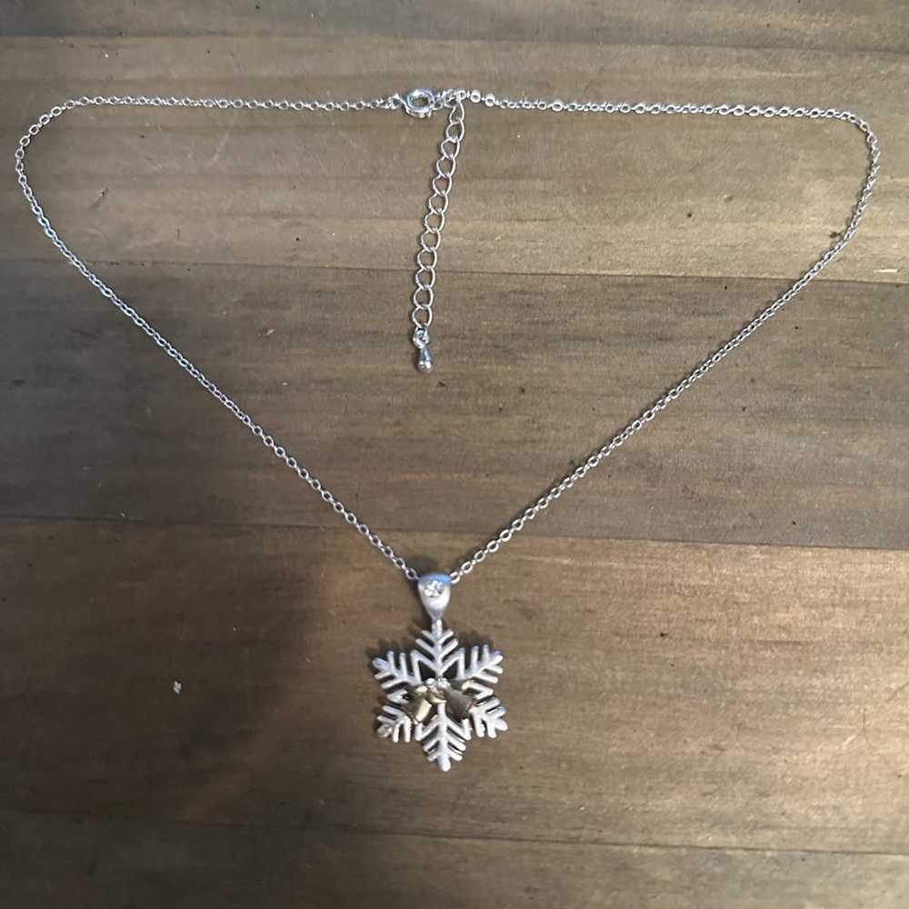 Vintage Vintage Christmas snowflake pendant neckl… - image 4