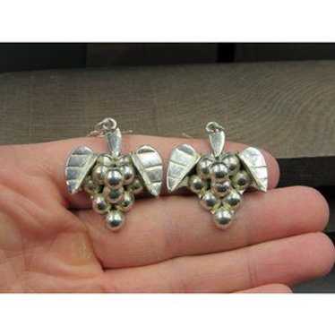 Sterling Silver Large Heavy Grape Cluster Rustic … - image 1