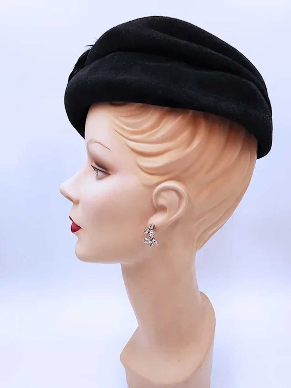Vintage 1940s Christine Original Black Velour Hat… - image 2