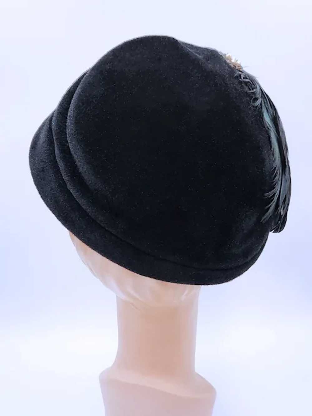 Vintage 1940s Christine Original Black Velour Hat… - image 3