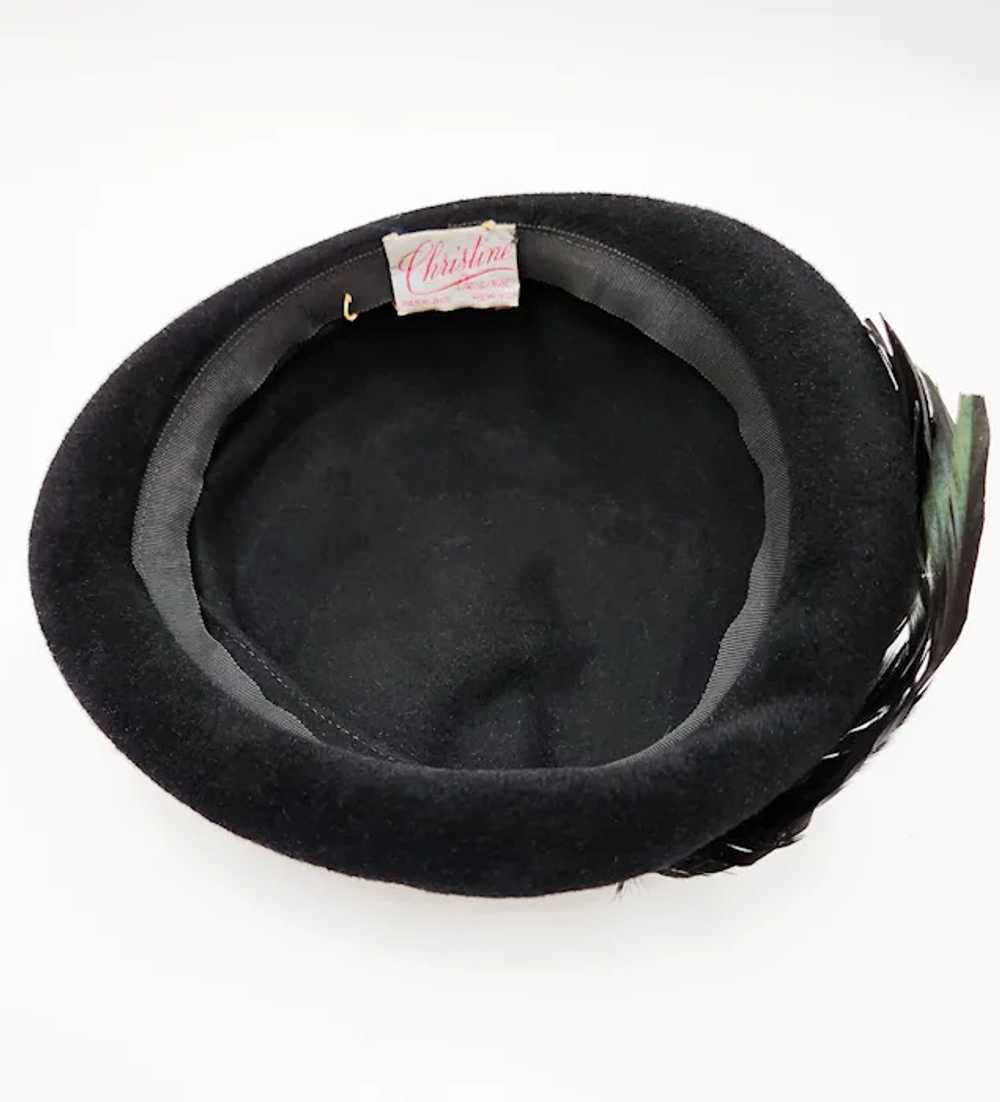 Vintage 1940s Christine Original Black Velour Hat… - image 6