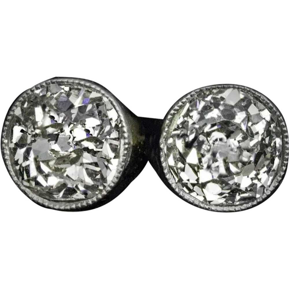 1 Carat Old Mine Cut Diamond Stud Earrings - image 1