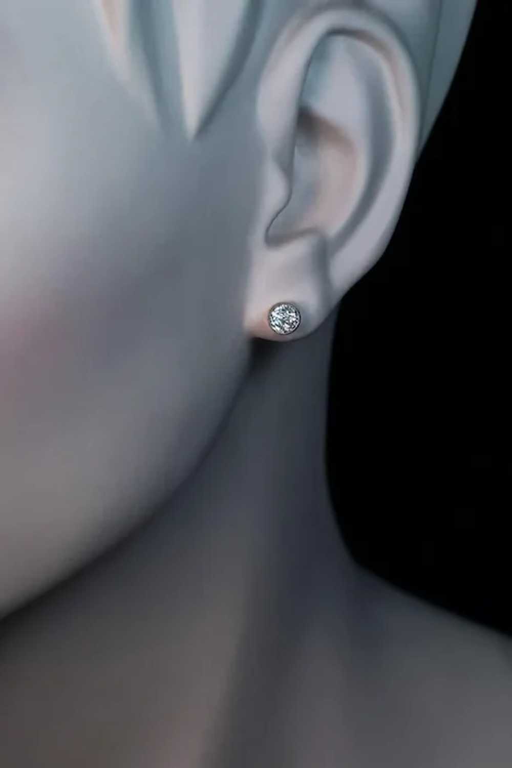 1 Carat Old Mine Cut Diamond Stud Earrings - image 2