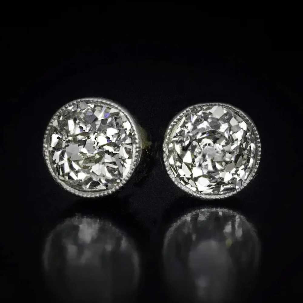 1 Carat Old Mine Cut Diamond Stud Earrings - image 3