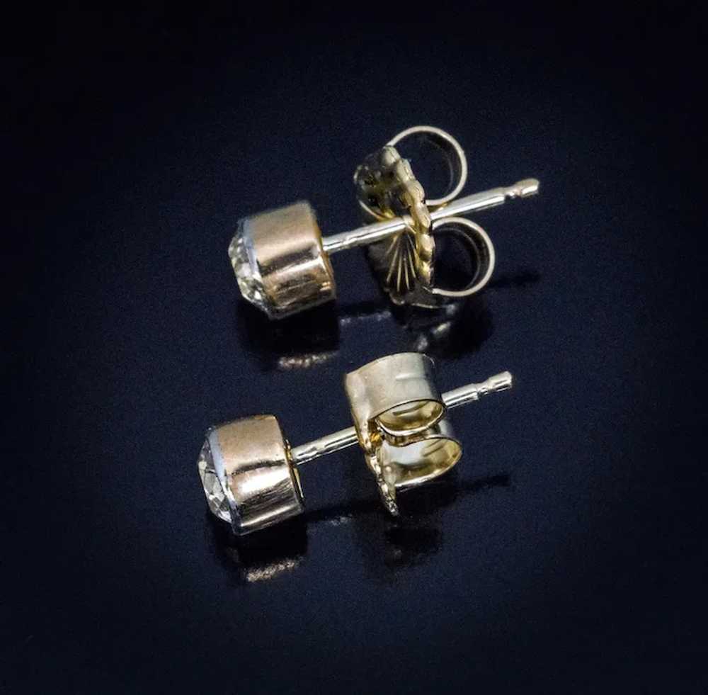 1 Carat Old Mine Cut Diamond Stud Earrings - image 4