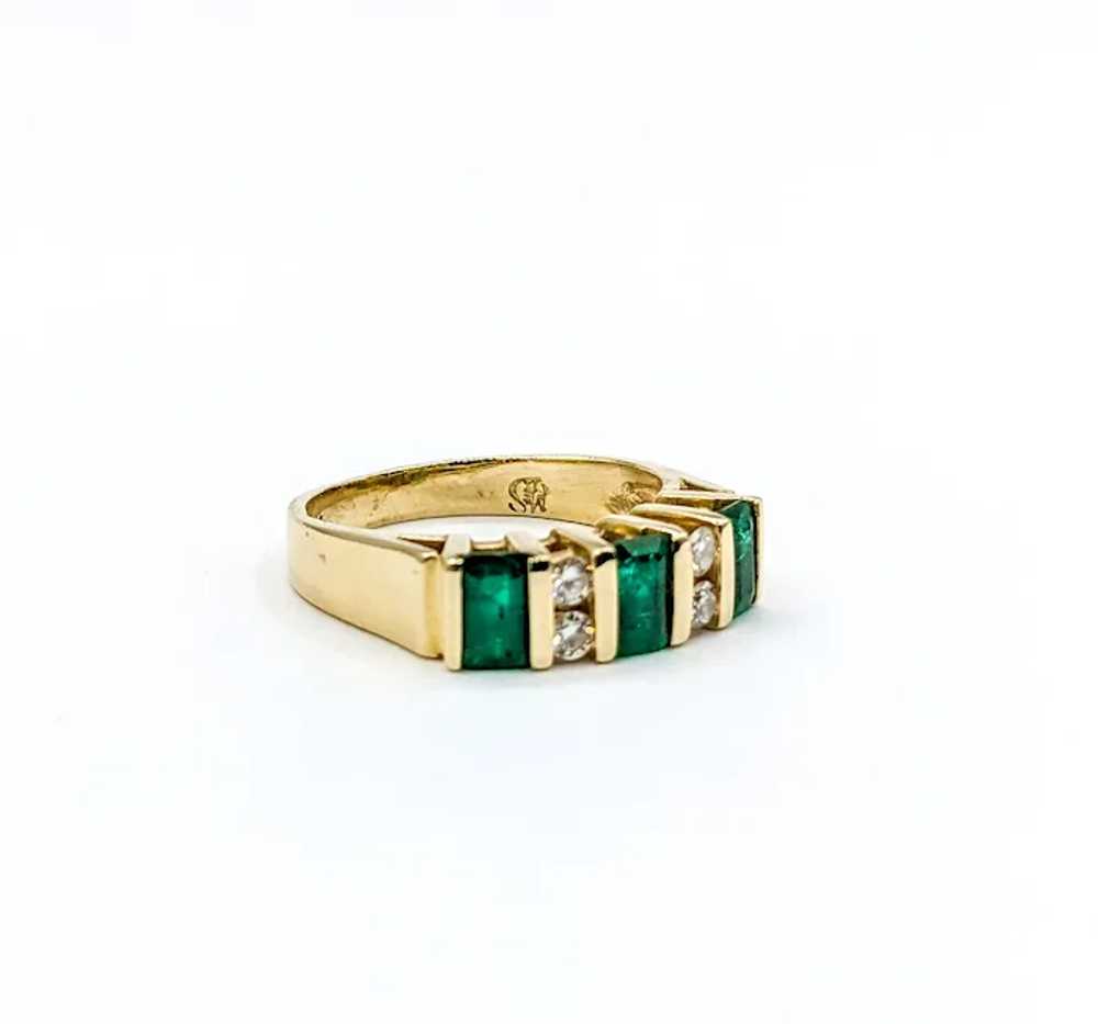 Modern Set Emerald & Diamond Band Ring - image 6