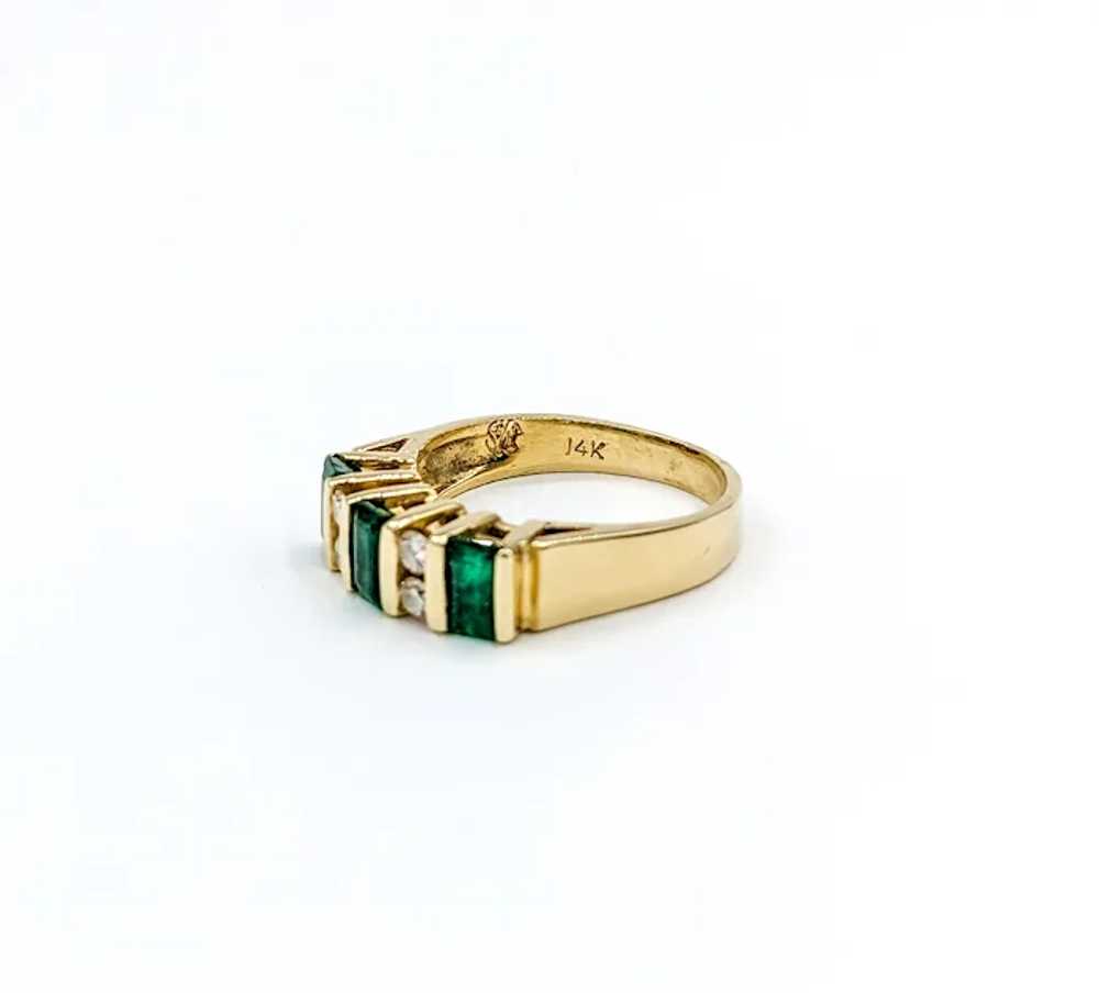 Modern Set Emerald & Diamond Band Ring - image 7