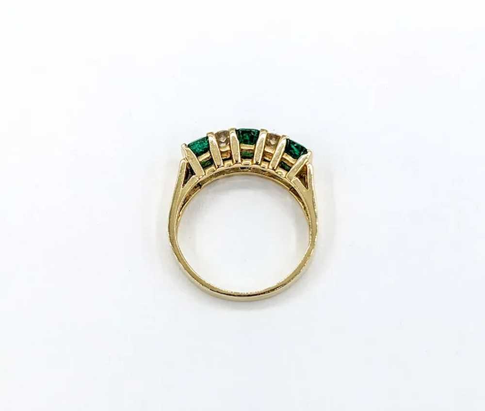 Modern Set Emerald & Diamond Band Ring - image 8