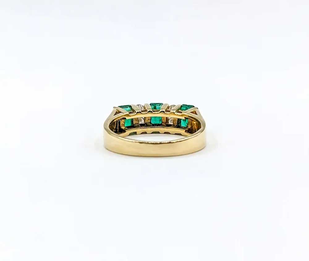 Modern Set Emerald & Diamond Band Ring - image 9