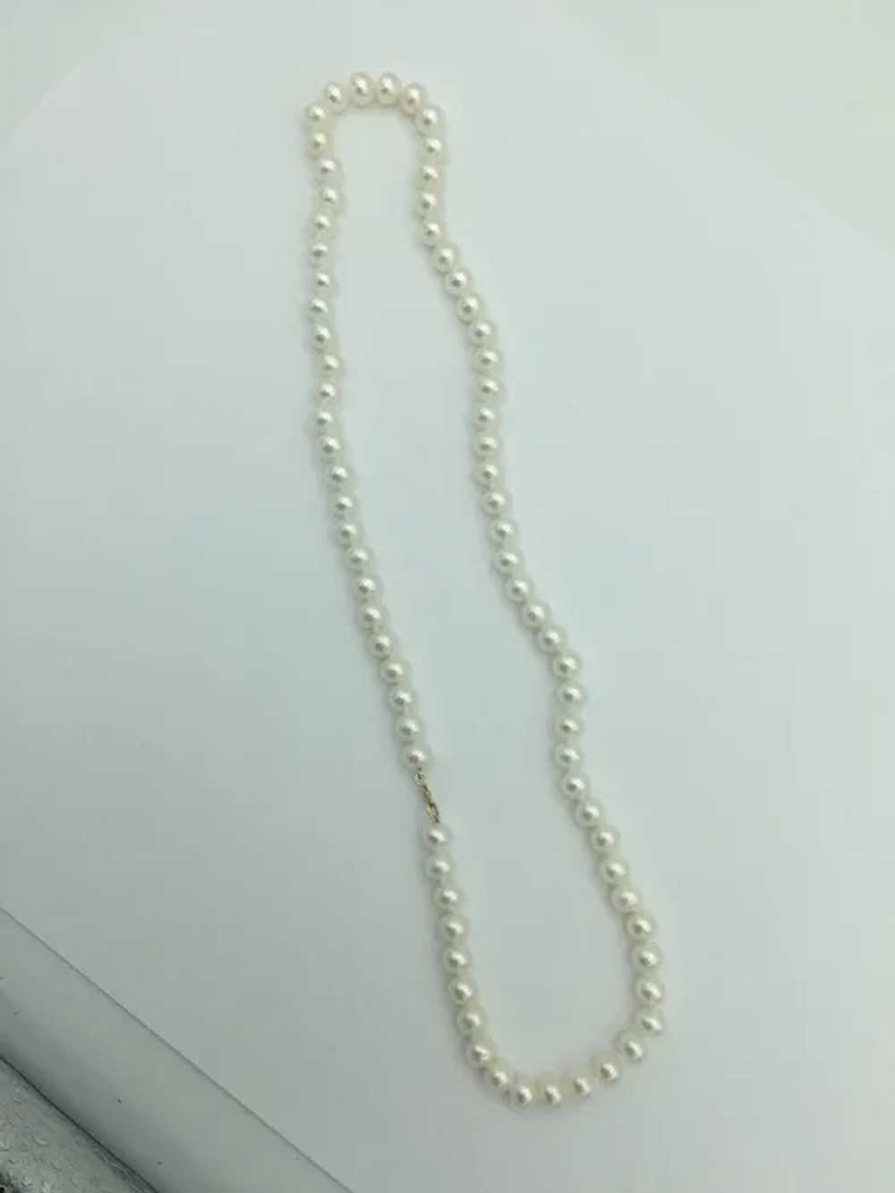 14KY 6mm White Pearl Necklace - image 2