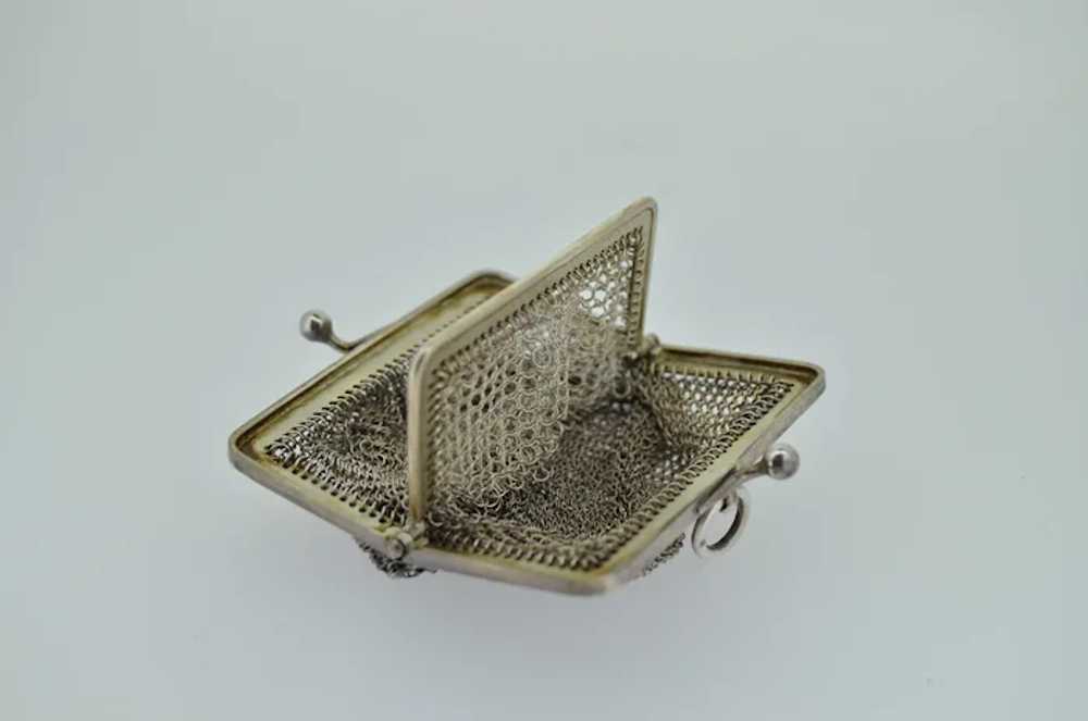 French Victorian Silver Double Mesh Chain Purse P… - image 11