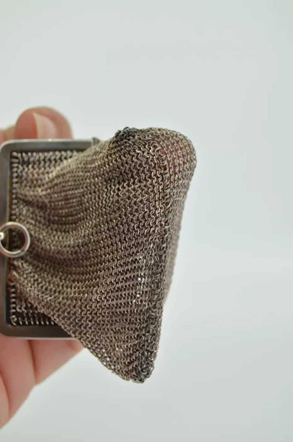 French Victorian Silver Double Mesh Chain Purse P… - image 12