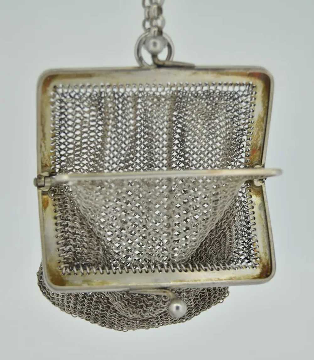French Victorian Silver Double Mesh Chain Purse P… - image 5