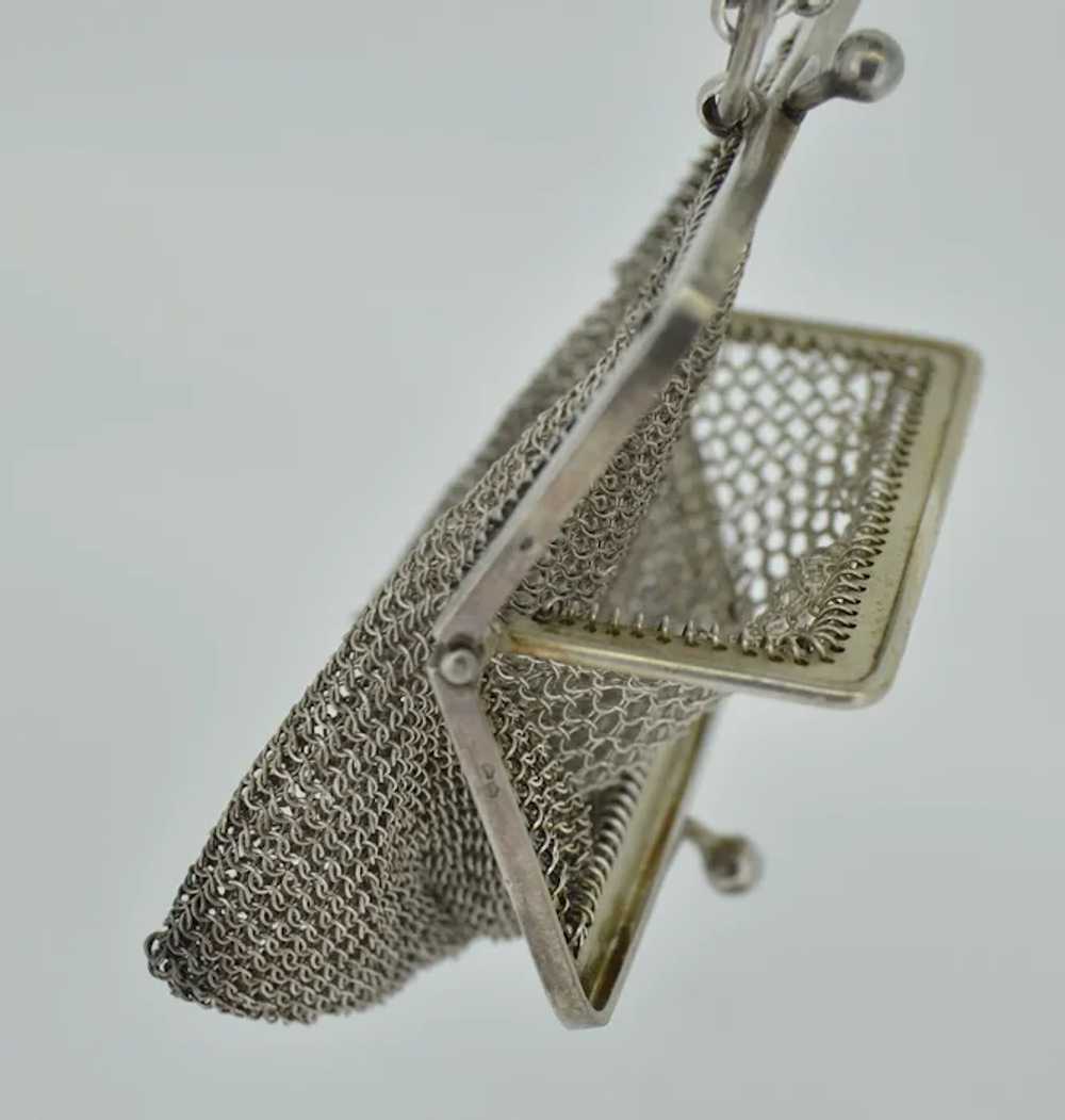 French Victorian Silver Double Mesh Chain Purse P… - image 6