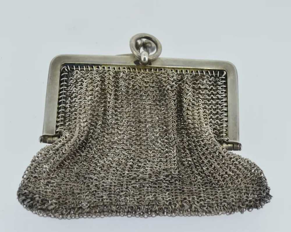 French Victorian Silver Double Mesh Chain Purse P… - image 7