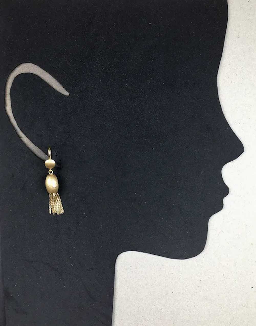 Mid-Century 18K Gold Tassel Earrings RARE - image 10