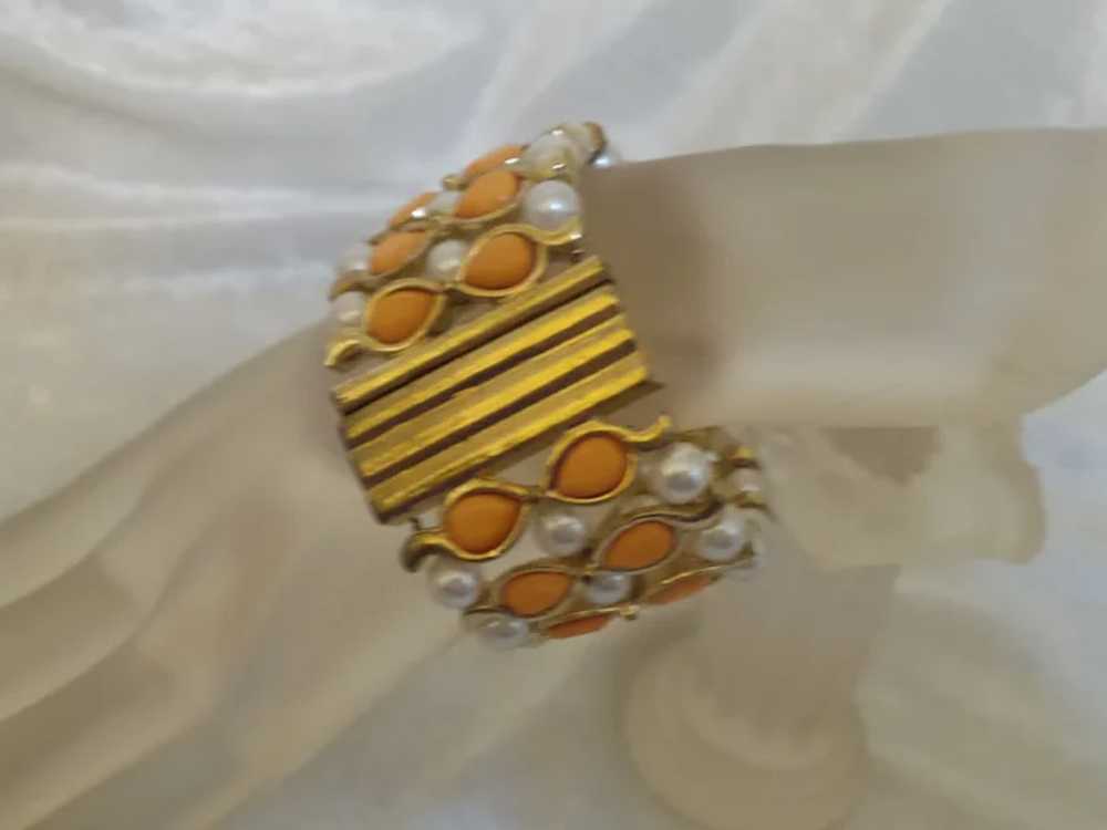 Clearance - Faux Coral and Pearl Five Row Bracelet - image 3