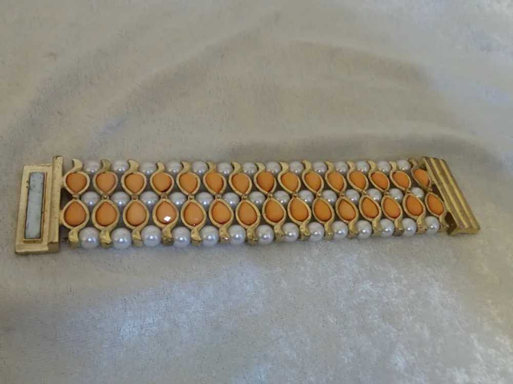 Clearance - Faux Coral and Pearl Five Row Bracelet - image 4
