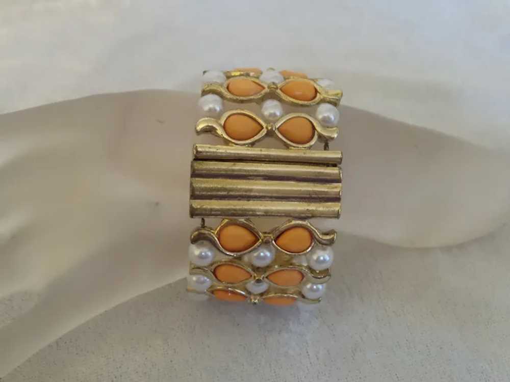 Clearance - Faux Coral and Pearl Five Row Bracelet - image 6