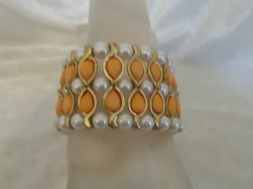 Clearance - Faux Coral and Pearl Five Row Bracelet - image 7