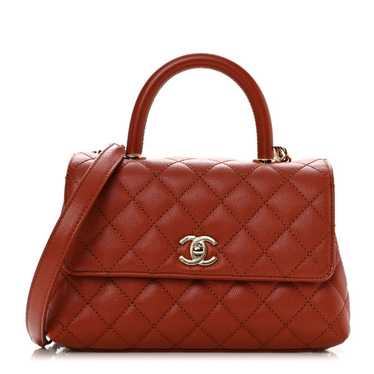 CHANEL Caviar Quilted Mini Coco Handle Flap Dark … - image 1