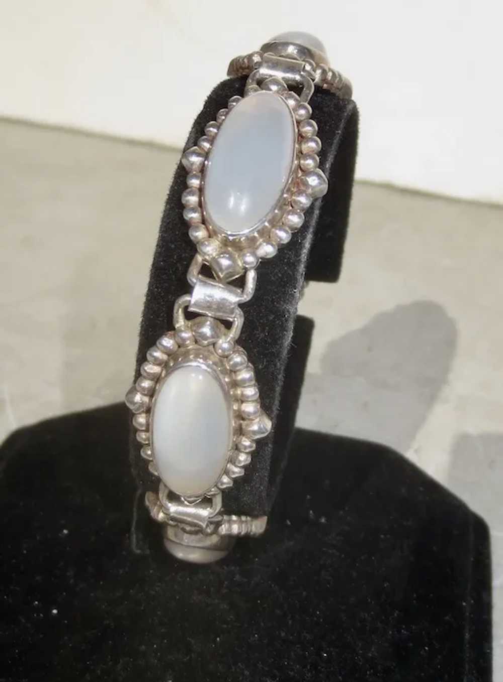 Sterling Silver and Moonstone link Bracelet - image 2