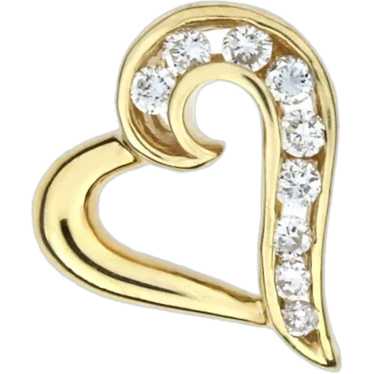 14K Yellow Gold .18ctw Diamond Open Heart Pendant