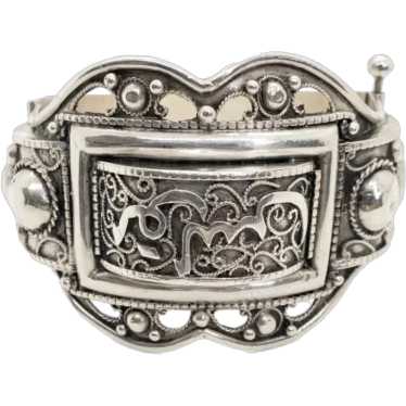 Antique 925 Sterling Silver Middle Eastern Hinged… - image 1
