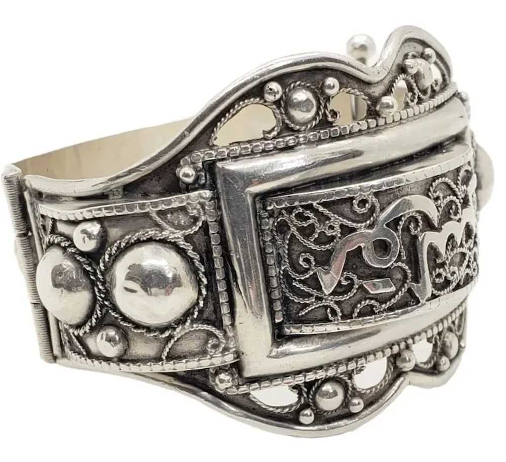 Antique 925 Sterling Silver Middle Eastern Hinged… - image 2