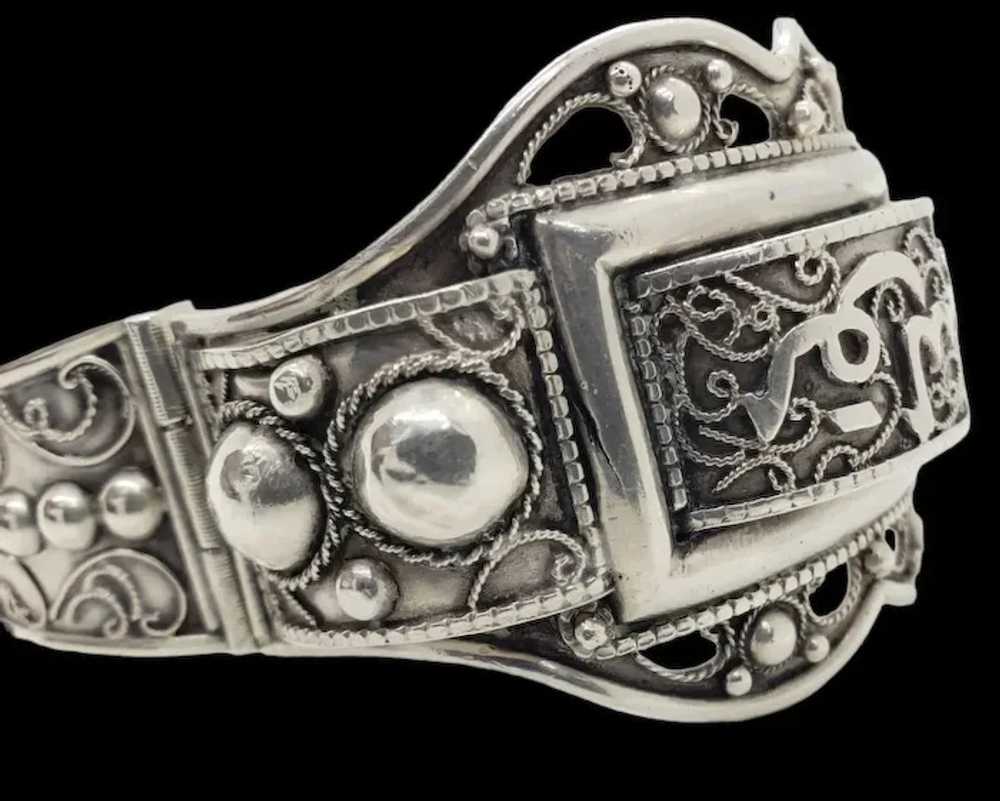 Antique 925 Sterling Silver Middle Eastern Hinged… - image 4