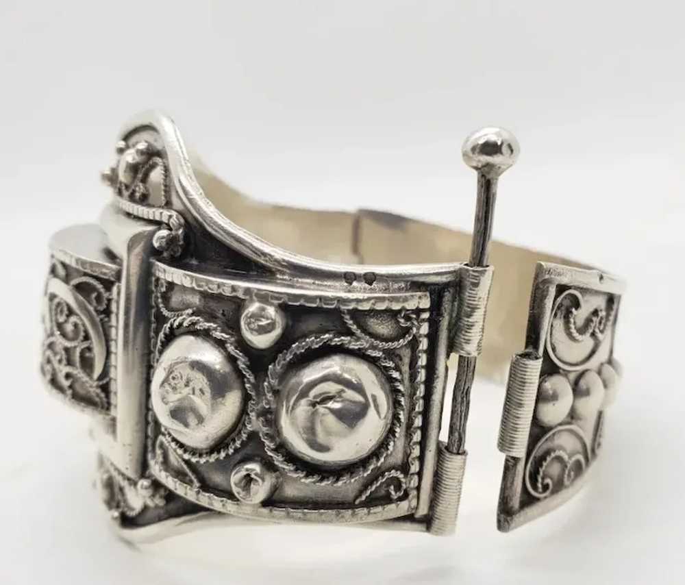 Antique 925 Sterling Silver Middle Eastern Hinged… - image 5