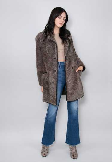 70's Vintage Ladies Coat Brown Shearling Sheepskin - image 1