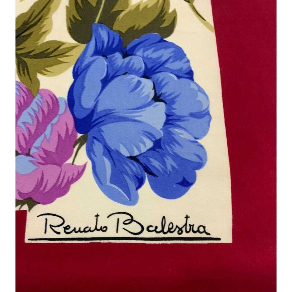 Designer RENATO BALESTRA White Floral Silk Scarf … - image 3