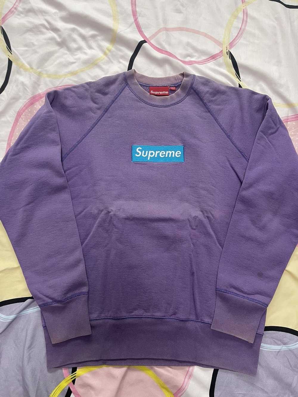 Supreme Supreme 2005 teal on purple box logo crew… - image 1