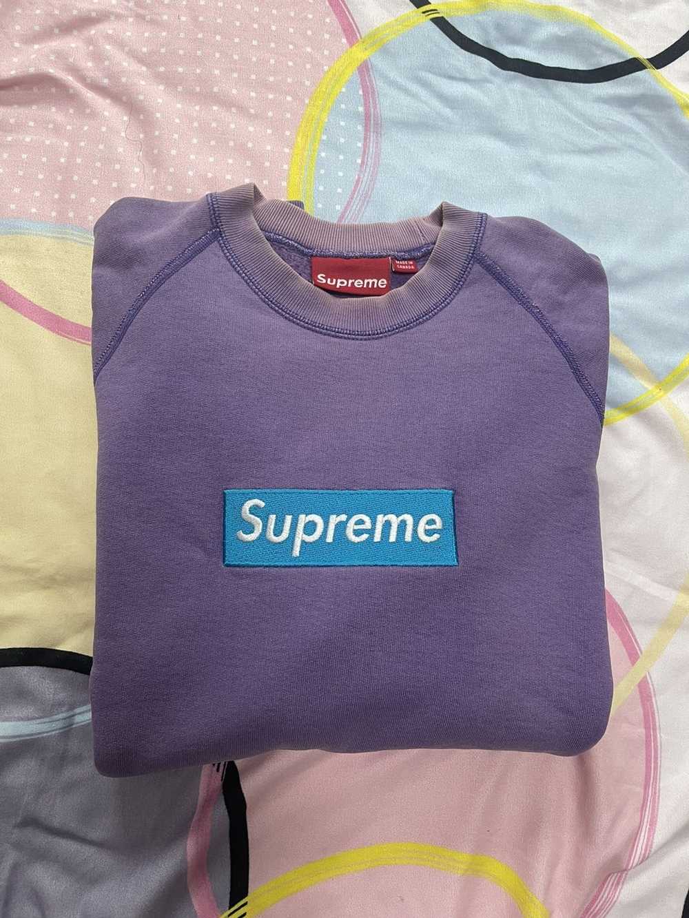 Supreme Supreme 2005 teal on purple box logo crew… - image 3