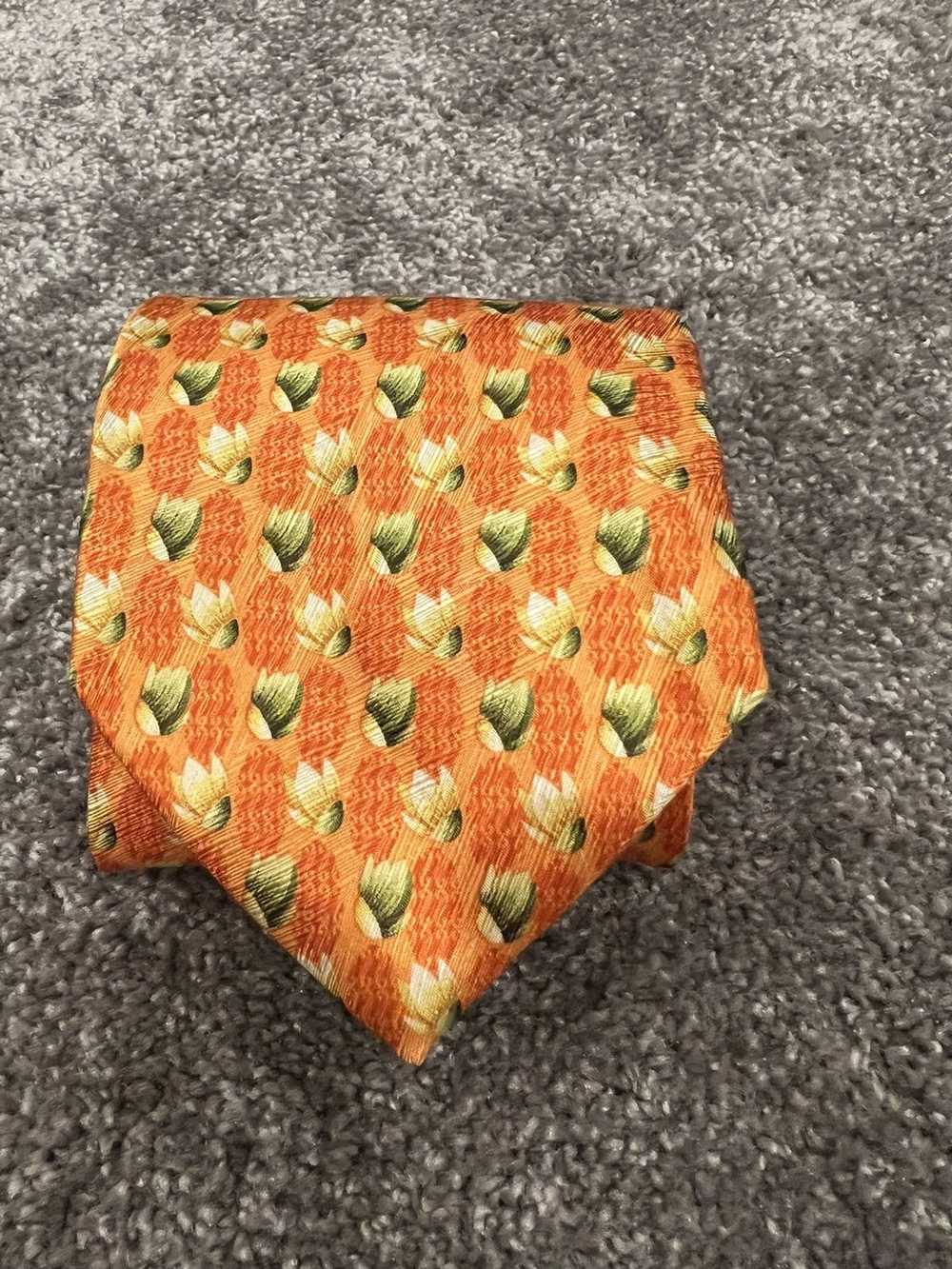 Ermenegildo Zegna Zegna Orange Patterned Tie - image 1