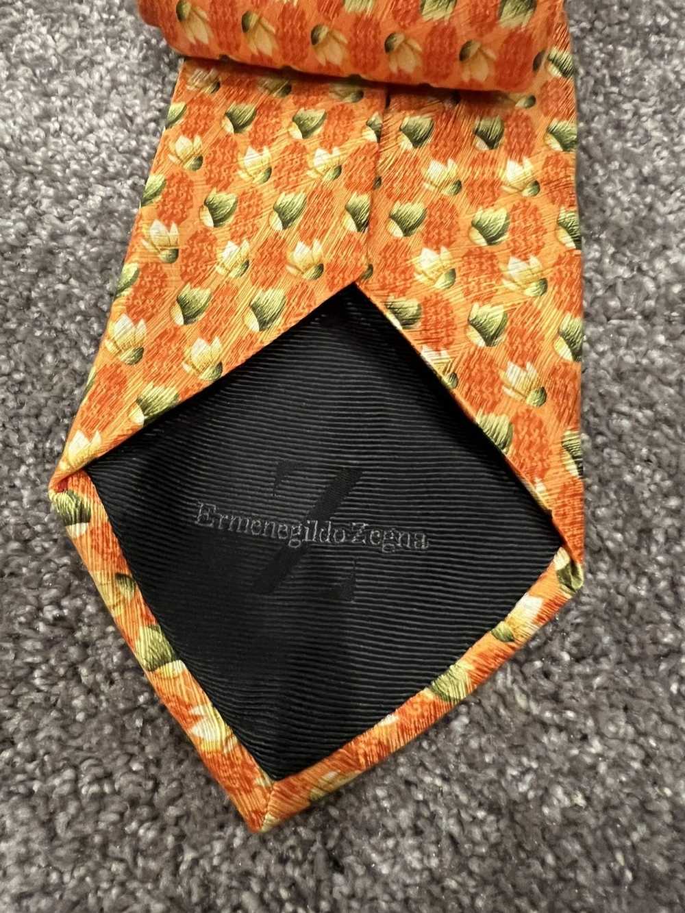 Ermenegildo Zegna Zegna Orange Patterned Tie - image 2