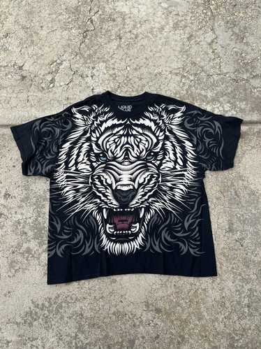 Liquid Blue Angry Tiger Big Face Print T-Shirt Size Medium