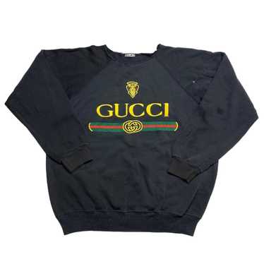 Vintage Distressed BL Gucci Print Black Sweatshirt - image 1