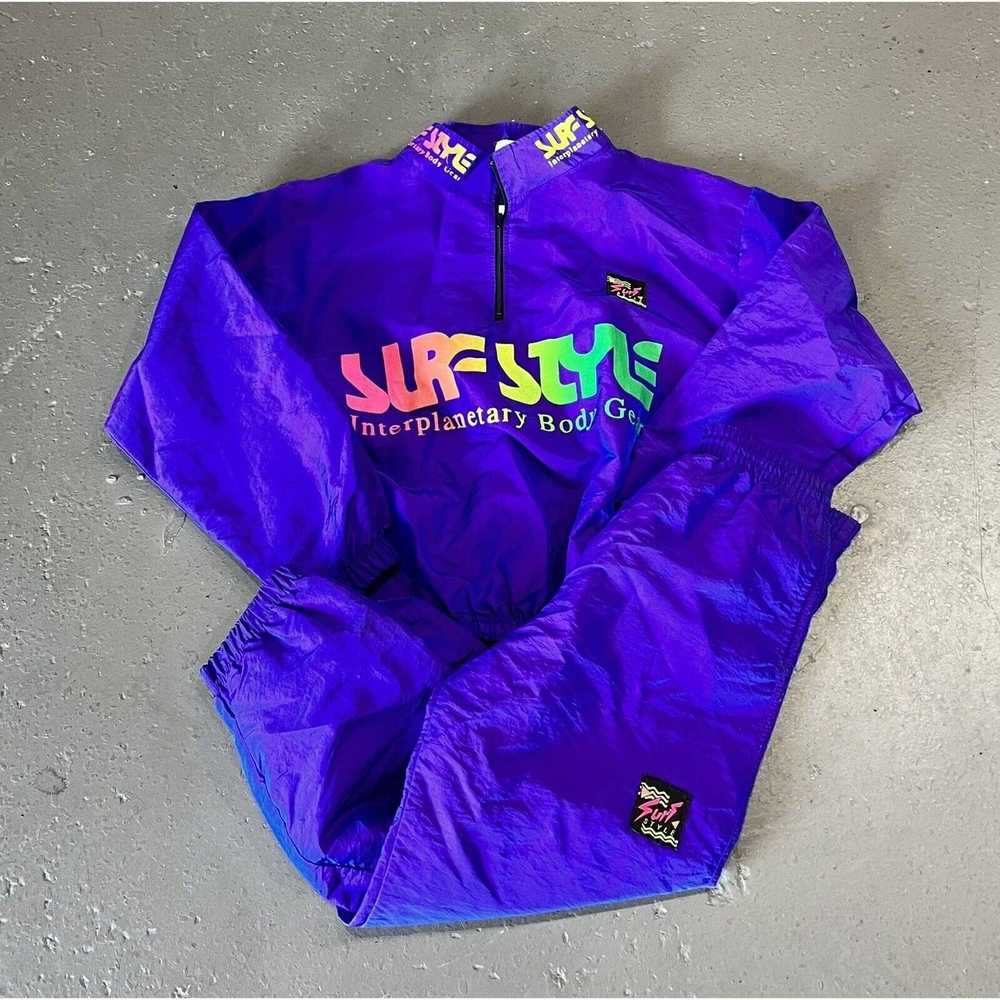 Surf Style Vtg 90s Surf Style Neon Purple Iridesc… - image 1