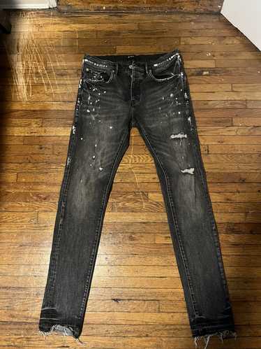 Purple Brand P001 Skinny Fit Paint Splattered Jeans in Black Paint