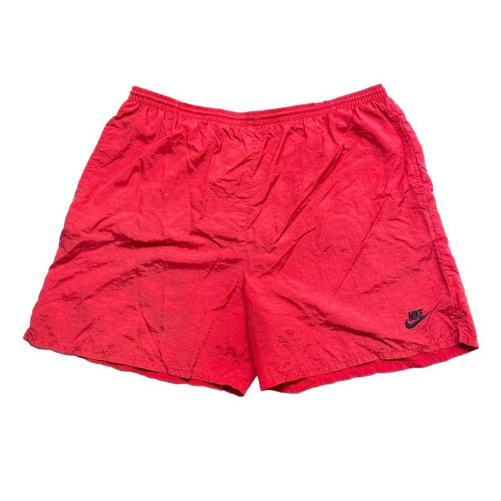 Nike × Vintage NIKE y2k light red swim trunks sho… - image 1