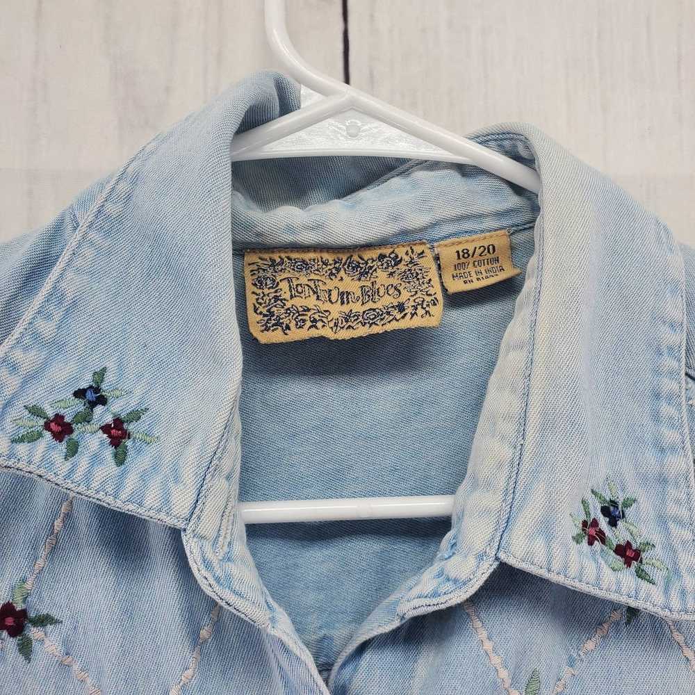 Vintage Vintage Tantrum Blues Floral Embroidered … - image 5