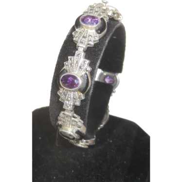 Sterling Silver and Amethyst , Onyx, and Marcasit… - image 1